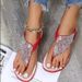 Summer New Glass Diamond Woven Beach For Women's Large Herringbone Sandals_vogvips.com
