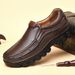 European Warm Series High-End Men's Middle-Aged Leather Top Layer Cowhide Wear-Resistant Durable Large Size Slip-On Dad With Fleece Cotton_vogvips.com