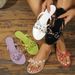 Toe Bow Rivets Beach Vacation Flip-flops Flat Sandals For Women_vogvips.com