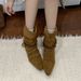 2025 Niche Pointed Toe Western Folded Pile Autumn Winter New Fashionable Versatile Short Boots For Women_vogvips.com