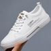 New Shoes For Men Genuine Leather Casual Shoes Concise White Flat Skateboard Shoes Street Cool Slip-on Sneaker_vogvips.com