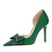 626-H37 Style Banquet High-heeled With Thin Heels, Shallow Mouth, Pointed Toe, Side Hollowed Out Rhinestone Bow, Single_vogvips.com
