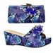 Snakeskin Wedge Sandals With Round Toe And Three Dimensional Applique Embellish Clutch Shoe Bag_vogvips.com