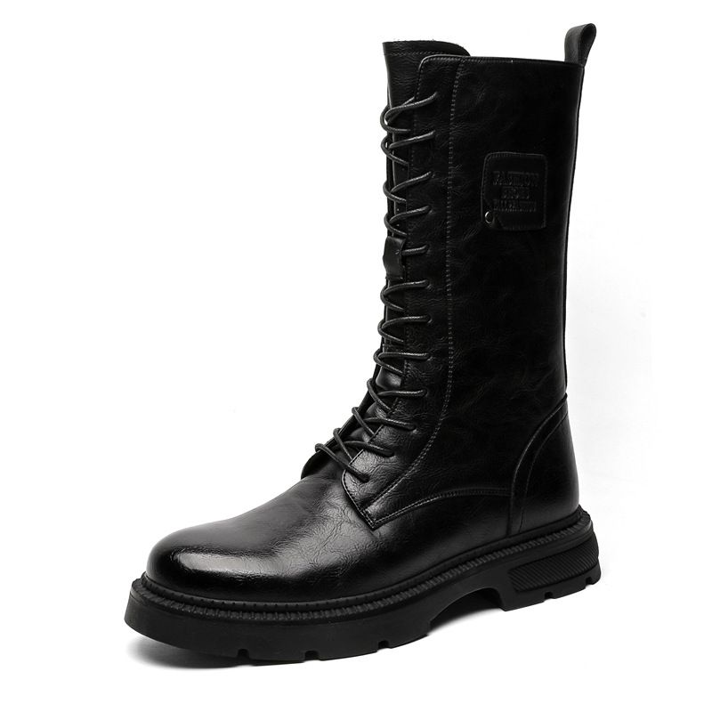 Long Overalls Boots Locomotive Knight Boots Retro Thick-soled Heightening Martin Boots_vogvips.com