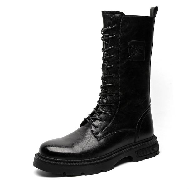 Long Overalls Boots Locomotive Knight Boots Retro Thick-soled Heightening Martin Boots_vogvips.com