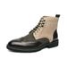 European Warm Series High-top Lace-up Casual Leather Large Size Personality Color-washed Men's Shoes Fashion Green Pointed Toe Martin Boots_vogvips.com