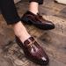 New Gold Pointed Leather Large Size Formal Casual Nightclub Tassel Slip-On Men's Shoes_vogvips.com
