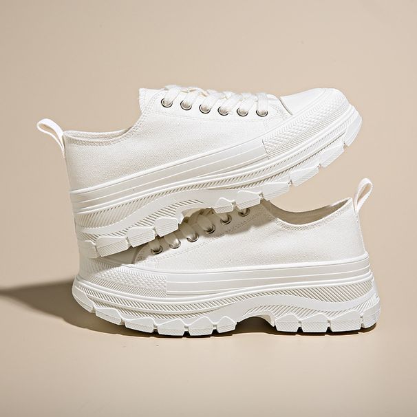 Spring Women's Canvas Sneakers - Style Breathable Platform Shoes | 4cm Height Increase Casual Shoes BR301-1_vogvips.com