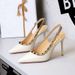 Women's Elegant Pointed Toe Stiletto Heel Dress Pumps With Studs And Ankle Strap For Parties Weddings & Evening Events Single Strap Single Shoes_vogvips.com