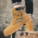 European Warm Series Thick-Soled Work Yellow Martin Autumn New High-Top Leather Patchwork Outdoor Sports Boots Men's Shoes_vogvips.com