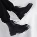 Cowhide Martin Men British Style Autumn Thick Sole Mid-Top Height Increasing Work Men's Black Trendy Short Boots_vogvips.com
