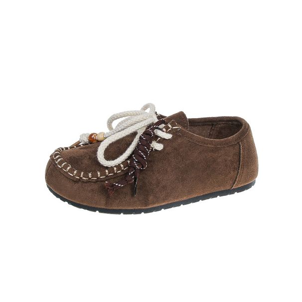plus Size Comfortable Beaded Loafers Women's Spring Platform Lace-Up Retro Birkenstock Shoes_vogvips.com