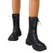 European And American Mid-calf Sandals 2026 New Model Mesh Hollow Black Lace-up Martin Boots Women's Low Heel_vogvips.com