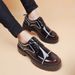 Euro Step Business Formal Patent Leather Shiny Lace-up Height Increasing Thick Sole Brogue Trendy Men's Work Shoes_vogvips.com