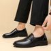 Business Formal British Korean Style Slip-On Black Casual Youth Work Men's Leather Shoes_vogvips.com