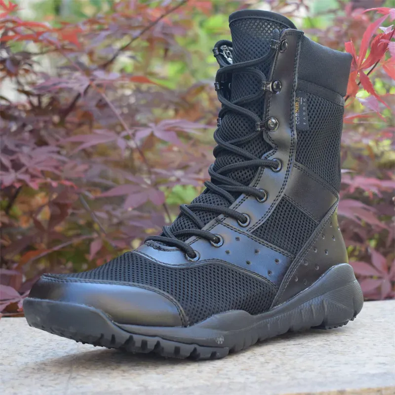 Mens Work Shoes SFB Light Men Combat Ankle Military Army Waterproof Lace Up Tactical Boot Fashion Mesh Motorcycle Boots_vogvips.com