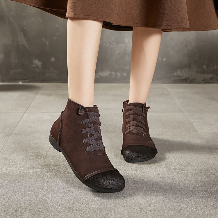 First Layer Cowhide Women's Retro Single Shoes British Style Summer Autumn New Thin Versatile Wear-resistant Closed Toe_vogvips.com