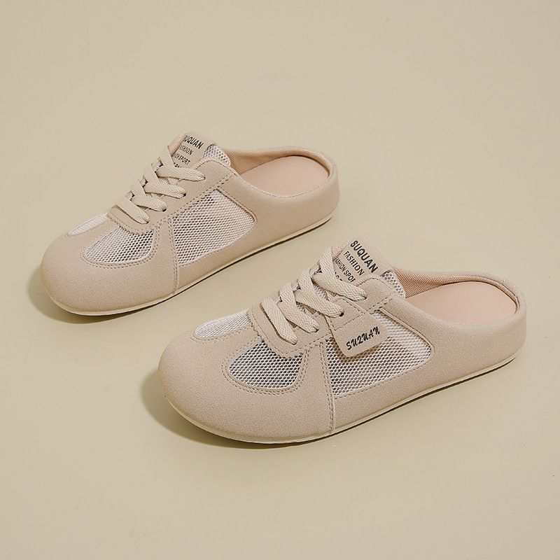 Forrest Gander Training Shoes For Women Spring Slip On White Shoes Lazy Half Slippers_vogvips.com