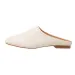 Women's White Leather Mules Square Toe Backless Slip On Casual Flat Slippers Daily Outfit_vogvips.com