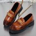 Women's Slip-On Casual Loafers Color Block Fleece Lined Brown Soft Leather Platform Soles British Style_vogvips.com