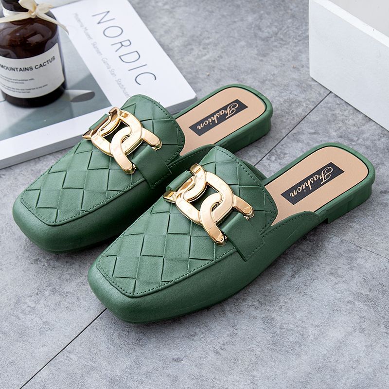 Baotou Half Women's Summer Outwear, New Fashionable Lazy Shoes For Home Use, Non Slip Soft Sole, One Step Flat Bottom_vogvips.com