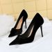 2026 New Banquet Fashion High 3391-27 Stiletto Heels Shallow Mouth Pointed Toe Westie Suede Bowknot Single Shoes_vogvips.com
