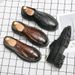 Euro Step Brogue Leather For Men Korean Version British Thick Sole Round Toe Height Increasing Business Casual Big Hair Stylist_vogvips.com