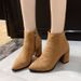 2020 New Women's Shoes Side Zipper Martin Suede Pointed Toe Autumn Plush High Ankle Boots Chunky Heel Winter_vogvips.com