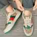 Men's Khaki Platform Lace Up Casual Couple Style Retro Versatile Street Trend Shoes Ultra Light Slim Leather Rubber Sole_vogvips.com
