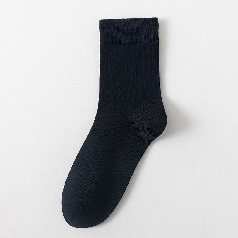 Everyday Socks Cotton Spring And Autumn Pure Cotton Men's Socks Mid Tube Cotton Socks Business Deodorant Sweat Absorbent Antibacterial Solid Color_vogvips.com