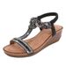 Sandals Women's Ladies Shoes Bohemian Style T-line With Rhinestone Wedge Heel Sandals, Oversized Sandals_vogvips.com