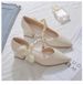 2026 Thick Heel Summer New Fashion French Single Shoes Versatile Temperament High Heels Bow Pointed_vogvips.com