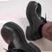 European Women's Celebrity Same 2025 New Genuine Leather Chunky Heel Single Lace-up British Style Big Toe Shoes_vogvips.com