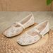 Foreign Trade Cross-border In-stock 2025 Summer New Floral Embroidered Mesh Ballet Flats With Square Toe_vogvips.com