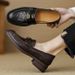 Leather Soft-soled Thick-heeled Loafers Women's Flat-heeled Single Shoes Small Leather Shoes_vogvips.com