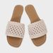 Women's Summer Light Beige Interwoven Fabric Flat Casual Sandals Hollowed out Texture Slippers_vogvips.com