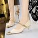 Fashion elegant light luxury party women's shoes medium heel shallow mouth pointed metal chain with a single shoe_vogvips.com