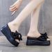 Women's Wedge Heel Thick-Soled Sandals For Outdoor Wear, Fairy Style With Bow And Rhinestones, 2025 New Spring Fashion_vogvips.com