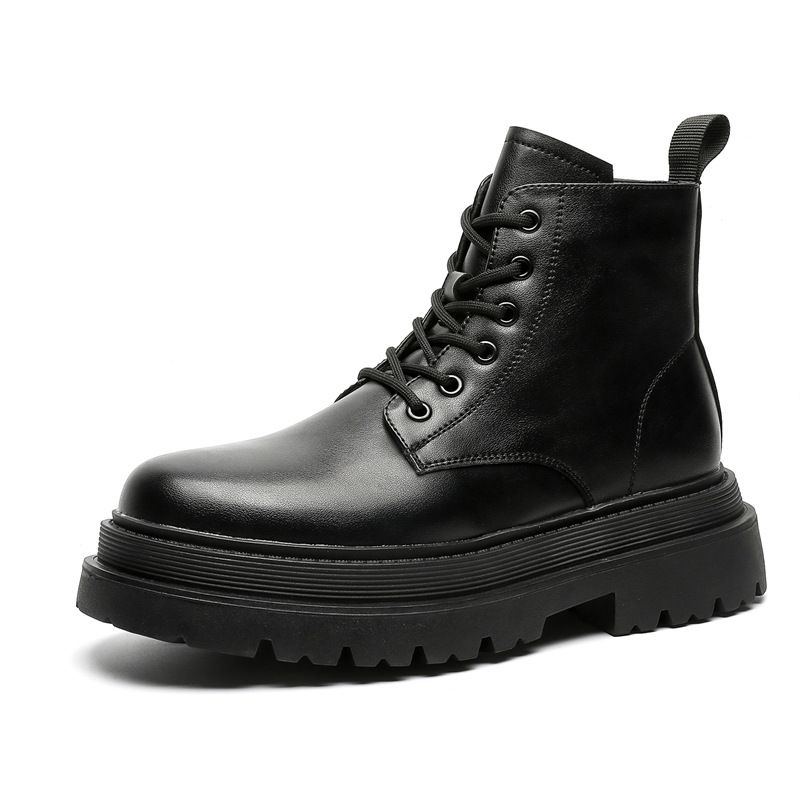 Men's Velvet Martin Boots, Locomotive Tooling, Thick-soled Heightening Boots, Darth Vader Medium Boots_vogvips.com