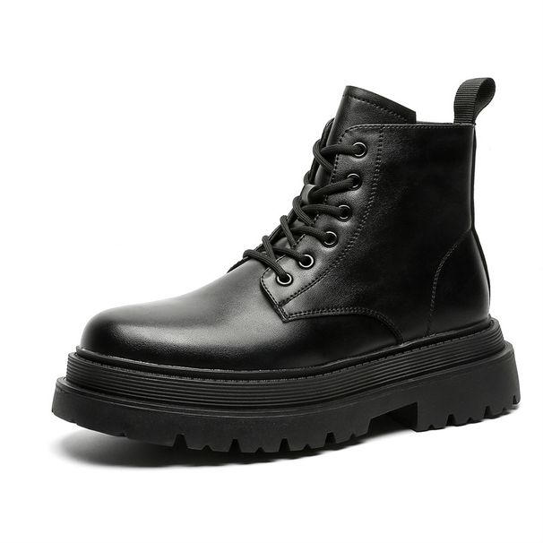 Men's Velvet Martin Boots, Locomotive Tooling, Thick-soled Heightening Boots, Darth Vader Medium Boots_vogvips.com