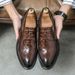 Xiaoxiangying Casual Youth Crocodile Pattern Lace-up Leather 202 Spring Barber Trendy Shoes_vogvips.com