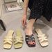 Plus Size Women's Shoes Low Heel Slippers Square Toe Flat Beach Slide Sandals For Women_vogvips.com
