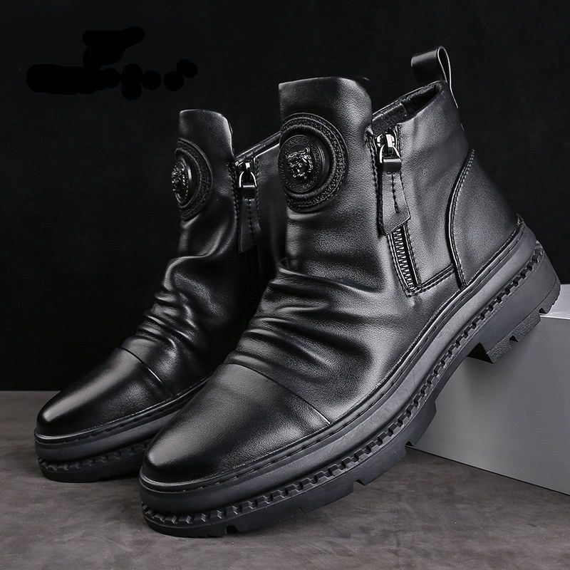 European Warm Series 2025 Autumn Martin Boots High Top New Versatile Zipper Korean Style Men's Casual Shoes_vogvips.com