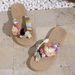 Women's Fashionable Linen Flip-Flops With Floral Design For Beach, Vacation, Home, School, And Flat-Soled Use_vogvips.com