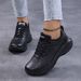 Women's Leather Sports All Black Casual Fitness Lightweight Work Running Shoes, Women's Waterproof And Dirt Resistant 55F_vogvips.com