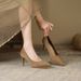 MTX 8088-5 Autumn Suede Shallow Mouth Thin Heel Pointed Toe Single Shoes Waterproof Platform Sexy Solid Color High Heels For_vogvips.com