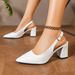 Cross-border Plus-size Party Solid Color Fashion One-strap Chunky Heel Shiny High-heeled Women's Shoes Wholesale On_vogvips.com