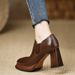 Retro Thick-soled Platform High-heeled Women, Chunky Heel, 2025 Spring New Model, Comfortable For The Feet, Deep-cut_vogvips.com
