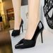 8366-3 Wind Waterproof Platform Lacquer Butterfly Bow Style Women's Shallow Mouth Pointed Ultra High Heels Single Shoes_vogvips.com