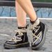 Trendy Shoes Short Mid Length Boots Men's And Women's Thick Soled Pentagram Strap British Style Round Toe Leather_vogvips.com